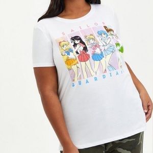 Torrid Sailor Moon White Slim Fit Crew Tee Signature Jersey Women’s Plus Size 6x